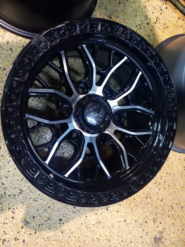Size 15 Black Silver Offset Rims for Matatu, Pickup (4pcs)