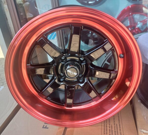 Size 15 Red Black Offset Rims for Axio, Probox, NZE, Demio, Nissan Note (4 pcs)