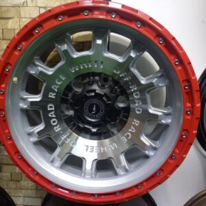 Size 17 Silver Red Offset Rims for Prado 150, Toyota Fortune, Toyota Hilux, Isuzu D-max (4pcs)