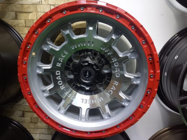 Size 17 Silver Red Offset Rims for Prado 150, Toyota Fortune, Toyota Hilux, Isuzu D-max (4pcs)