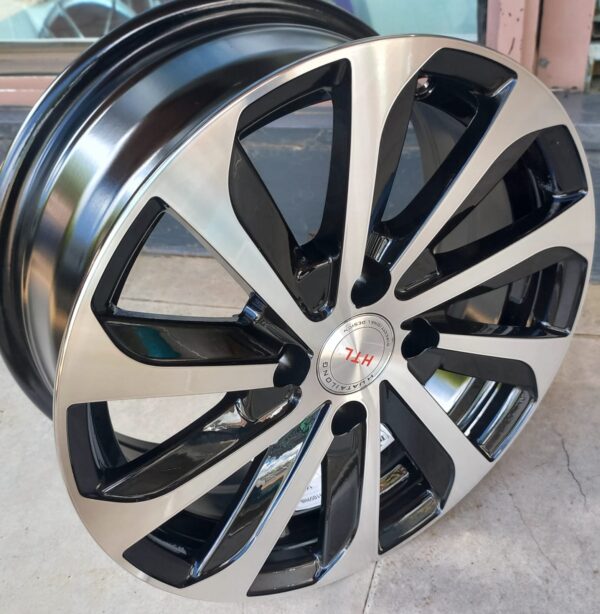 Size 14 Black Silver Offset Rims for Demio, Nissan Note, Probox (4pcs)